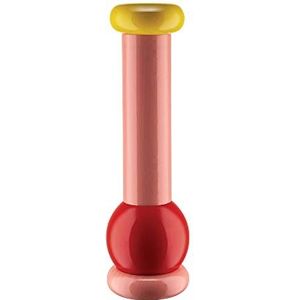Alessi Zout-, peper- en kruidenmolen van beukenhout, collectie 100 waarden, roze, rood, geel MP0210