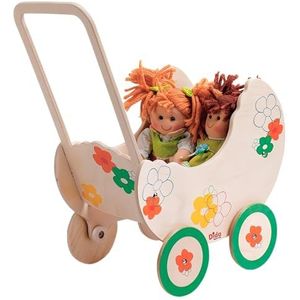 Dida - Houten bloemenkinderwagen voor poppen: de perfecte combinatie van Montessori-spellen en natuurlijke stijl