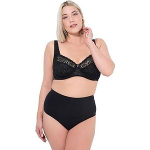 Ulla Popken Bügel-bh, blütenteen, volledige punt, cup C - E damesbeha, zwart.