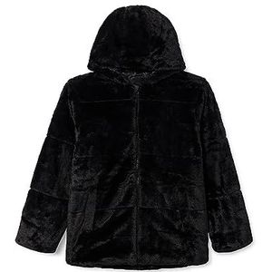 NAME IT Nkfmosa Fake Fur Jacket W Hood PB jas voor meisjes, zwart.