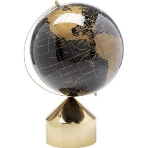 Kare Globe decoratie-object, zwart/goud, roestvrij stalen frame, handgemaakt, D 30 cm, 47 x 30 x 30 cm (h x b x d)
