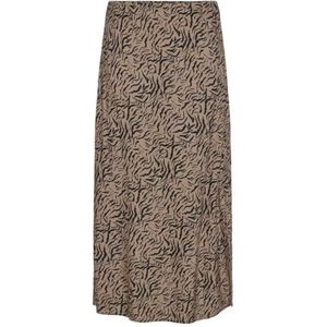 PIECES Pcnova Hw Lange Skirt Noos Bc Damesrok, Taupe/Zebra Grijs