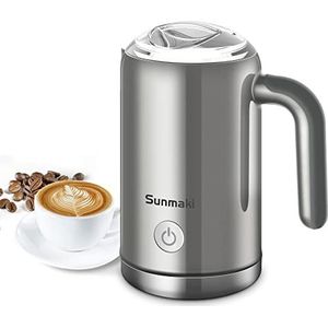 Sunmaki Elektrische melkopschuimer, elektrische automatische melkopschuimer voor warme en koude melk voor latte, melkopschuimer voor koffie, warme chocolademelk, cappuccino, stil werken, 500 W