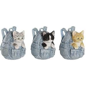 Decoratieve figuren DKD Home Decor Rugzak Spaarpot Hars Multicolour Katje Shabby Chic (12,5 x 12 x 15,5 cm) (3 Stuks)