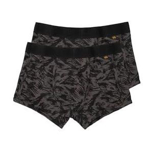 ALPHA INDUSTRIES Graphic AOP Boxershorts voor heren, zwart/grijs, maat M, zwart/grijs-zwart, M, Zwart grijs-zwart