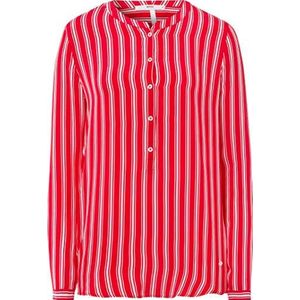 BRAX Vanda Cupro Stripes Damesblouse met opstaande kraag, Zomer Rood