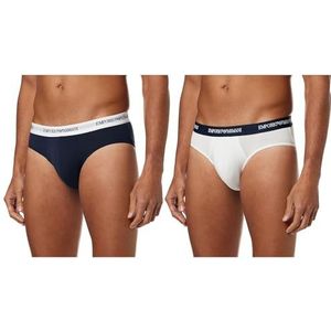 Emporio Armani 2 stuks Essential Core logoband bikini voor heren (2 stuks), wit/marineblauw