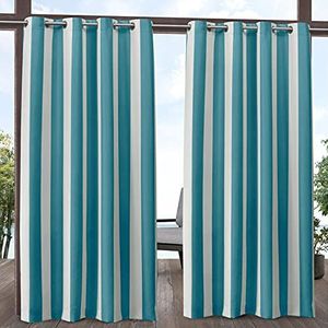 Exclusive Home Curtains Canopy Stripe Grommet-panelen voor binnen en buiten, 54 x 96 cm, blauw / wit