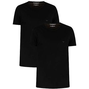 Emporio Armani 2 stuks T-shirt Pure Cotton Pyjama-top voor heren (2 stuks), Zwart (zwart)