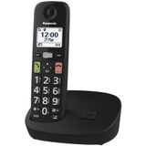 Panasonic KX-TGU110EXB Digitale telefoon, draadloos, lcd-display, grote toetsen, favoriete oproepen, compatibel met gehoorapparaten, zwart