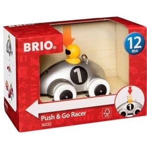 BRIO - 30232 - Push & Go racewagen grijs Special Edition - Speelgoed eerste leeftijd - Stimuleert de motoriek - Eenvoudig te bedienen terugwrijvingssysteem - Vanaf 12 maanden