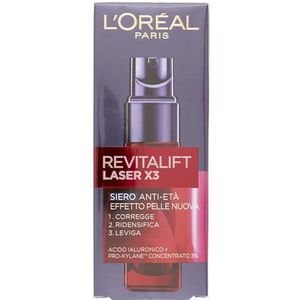L'Oréal Paris Revitalift Laser X3 gezichtsserum, anti-aging anti-rimpel, met hyaluronzuur en Pro-Xylane, 30 ml