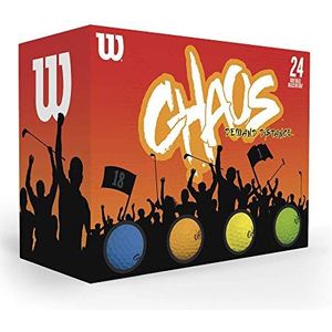 Wilson 2 Dozen New Chaos golfballen (1), 24 stuks, blauw, oranje, geel, groen