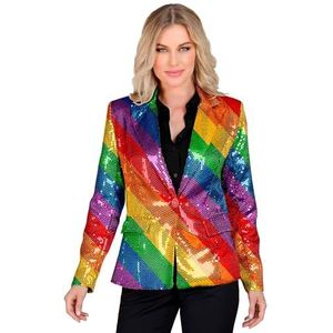 Widmann - Party Fashion Blazer à paillettes pour femme, arc-en-ciel, pride, disco fever, move de batte, veste