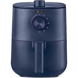 BELLA Handmatige luchtfriteuse, 3 l, multifunctioneel, 5-in-1, met dienblad en mand, met antiaanbaklaag, afneembaar en vaatwasmachinebestendig, 1400 W, mat blauw