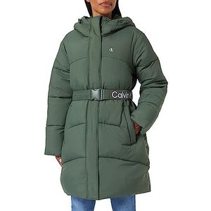 Calvin Klein Jeans Logo Riem Long Puffer Gevoerde damesjassen, Tijm