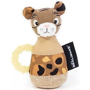 Les Déglingos Maracas babybijtring rammelaar (Speculos de tijger) - knuffeldier baby kindercultuur - speelgoed om te leren - 13 cm - bruin 34830