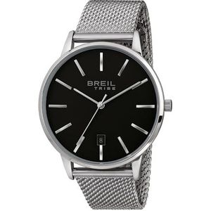 Avery Breil herenklok met stalen armband Just Time uurwerk - kwarts 3H, Zilver/Zwart, Armband