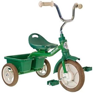 Italtrike - Transporter driewieler - 10 inch - met afzetstuk - zadel met rugleuning, verstelbaar in 3 standen - vanaf 2 jaar - vintage look - kleur groen
