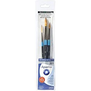 Daler-Rowney Aquafine Set van 3 penselen met korte steel van synthetisch haar en zacht bruin, ideaal voor professionals