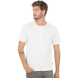 Trigema Heren T-shirt met knoopsluiting van luxe katoen, Wit