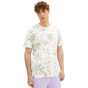 Tom Tailor Denim T-shirt voor heren, 31335 - Light Abstract Flower Print, M, 31335 - Light Abstract Flower Print