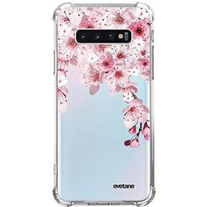 Evetane - Beschermhoes van siliconen, compatibel met Samsung Galaxy S10, zachte en versterkte bescherming, schokbestendige hoeken, dun en transparant, bescherming aan de achterkant, kersenboom