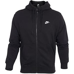 Nike Heren M NSW CLUB hoodie FZ FT sweatshirt, zwart/zwart/wit, S