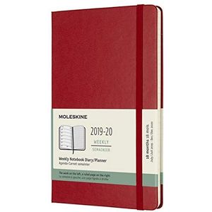 Moleskine 18 MND kalender – 2019/20 – weekelijks – groot (14 x 21 cm) – Scarlet Red – harde kaft