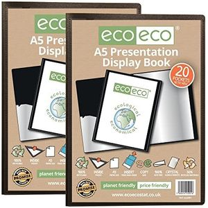 eco-eco Eco001x2 presentatieblok, A5, 50% gerecycled, met plastic hoesjes, zwart, 2 stuks