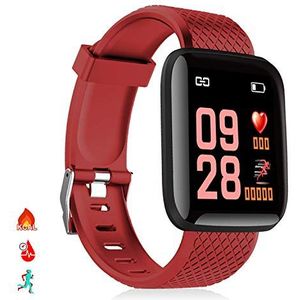 DAM ID116 Bluetooth 4.0 kleurendisplay, hartmonitor, hartslag- en multisportmodus, rood, medium (DMAB0248C50), rood, M, casual, Rood, Medium, casual