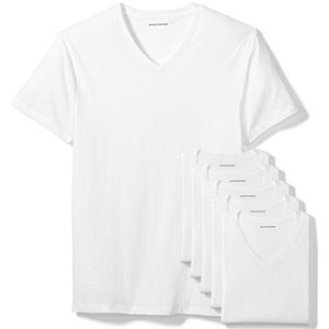 Amazon Essentials 6 stuks herenonderhemden met V-hals, wit, maat XL