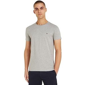 Tommy Hilfiger Heren Core Stretch Slim C-Neck S/S T-shirts Lichtgrijs, XS, Licht lichtgrijs