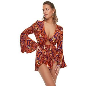 TRENDYOL Combinaison de tissu tissé abstrait femme, Orange, 40