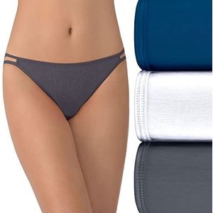 Vanity Fair Dames Illumination String Bikini Panties (Regular & Plus Size), 3 stuks – marineblauw/wit/staal, 36 stuks, 3 stuks - marineblauw/wit/staal