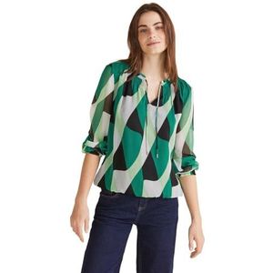 Street One Chiffon bedrukte blouse voor dames, Frisse lente groen