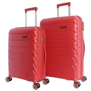 Don Algodon - Cabine reiskoffers - Cabine koffer 55x40x20 - Reiskoffer - Robuuste cabinekoffer - Trolley bagage voor zwaar vliegtuig met 4 360° wielen en hangslot, rood, Cabina + set, Rood, Set