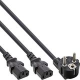 InLine 16657F stroomkabel, zwart, 5 m, stekker type F, koppeling 2 x C13 – stroomkabel (5 m, stekker/bus, stekker type F, koppeling 2 x C13, zwart)