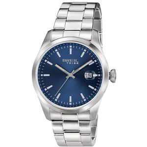 Breil herenhorloge klassiek elegantie monokleur blauwe wijzerplaat slechts uurwerk - 3H kwarts en stalen armband EW0596