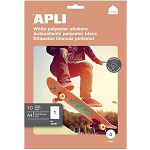 Apli 015187 etiketten, polyester, inkjet, 210 x 297 mm, wit, 10 stuks