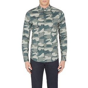 Armani Exchange Heren shirt met lange mouwen Slim Fit, camouflage groen