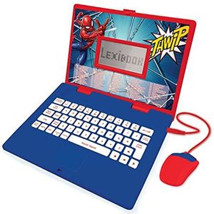 LEXIBOOK JC598SPi2 Spider-Man-Educatieve en Tweetalige Laptop Spaans/Engels-Speelgoed voor Kind Jongen (Jongens & Meisjes) 124 Activiteiten, Leer Spelen Spelen en Muziek met Spiderman-Rood/Blauw