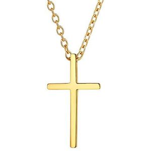Richsteel Halsketting met kruishanger, goud/zwart/roestvrij staal, verstelbaar, christelijke sieraden, katholiek, uniseks, Roestvrij staal, Geen edelsteen