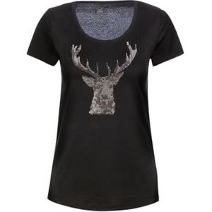 Trigema dames t-shirt glitter hert, Zwart (schwarz)