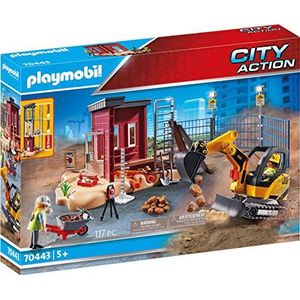 PLAYMOBIL 70443 Mini-graafmachine en bouwplaats - City Action - Bouw - Bouw - Bouwbouwplaats, meerkleurig