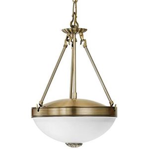 EGLO Savoy hanglamp met 2 fittingen, vintage, rustieke hanglamp van gepolijst gebruind metaal met wit gesatineerd glas, hangende eettafellamp, woonkamerlamp met E27-fittingen
