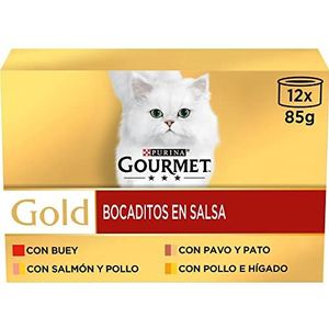 Purina Gourmet Gold Snacks in saus voor katten, 8 x 12 x 85 g