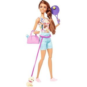 Barbie Poppen, kinderspeelgoed, bruine pop met puppy voor huisdieren, Barbie sets met trainingsthema met accessoires, zelfverzorgingsserie, rolschaatsen en tennis,