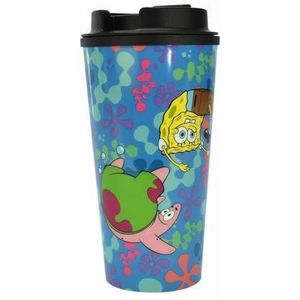 SpongeBob SquarePants Thermomo Mok, 450 ml, beker met Spongebob en Patrick, cadeau-idee voor Bikini-fans, officiële merchandise