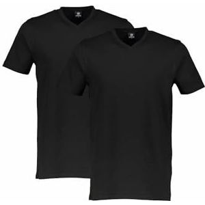 LERROS Set van 2 T-shirts met V-hals voor heren, zwart.